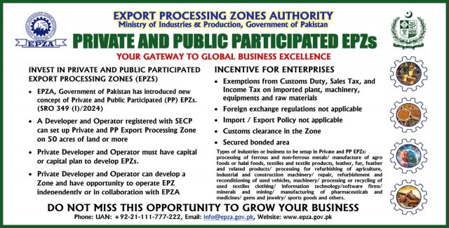 Ad For Private and Public Participated EPZs – Export Processing Zones ...